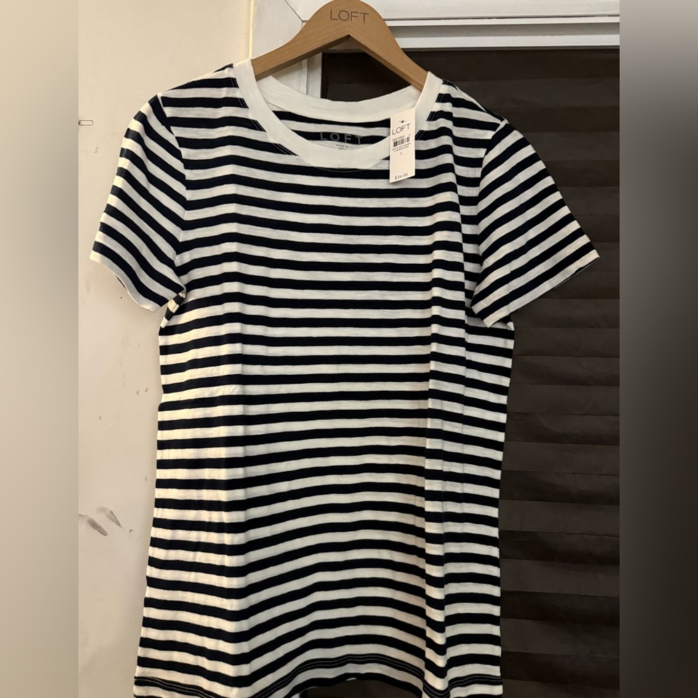 LOFT Classic Navy and White Striped Tee